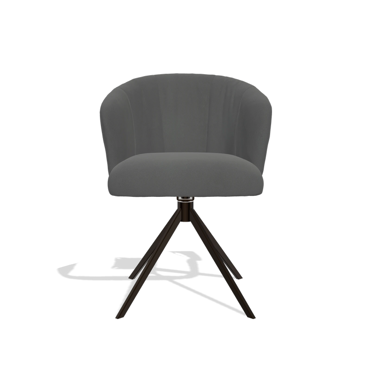 Chaise de salle à manger Lecce 6703 en Cuir B502 (gris foncé), pied pivotant en espresso, vue de face