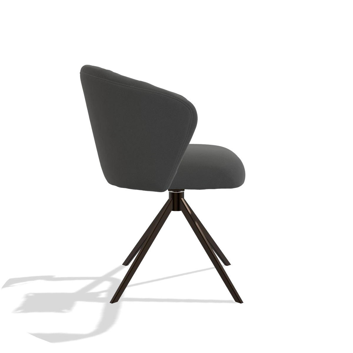 Chaise de salle à manger Lecce 6703 en Cuir B502 (gris foncé), pied pivotant en espresso, vue de profil