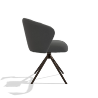Chaise de salle à manger Lecce 6703 en Cuir B502 (gris foncé), pied pivotant en espresso, vue de profil