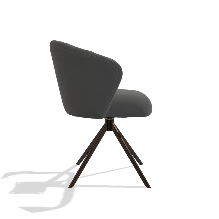 Chaise de salle à manger Lecce 6703 en Cuir B502 (gris foncé), pied pivotant en espresso, vue de profil