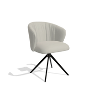 Chaise de salle à manger Lecce 6703 en Cuir B506 (gris clair), pied pivotant en noir, vue de trois-quarts