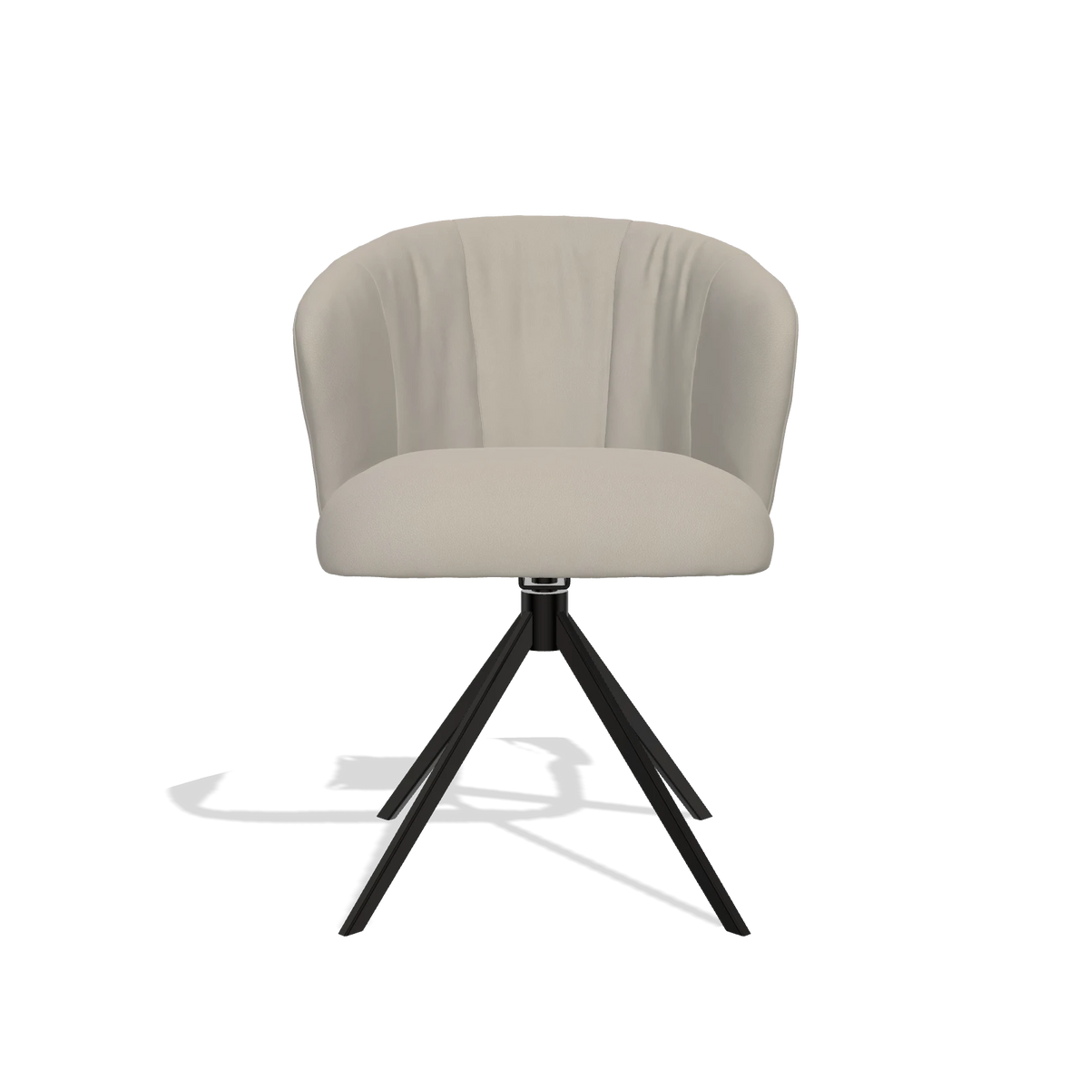 Chaise de salle à manger Lecce 6703 en Cuir B514 (gris clair), pied pivotant en noir, vue de face