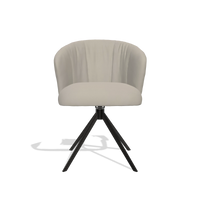 Chaise de salle à manger Lecce 6703 en Cuir B514 (gris clair), pied pivotant en noir, vue de face