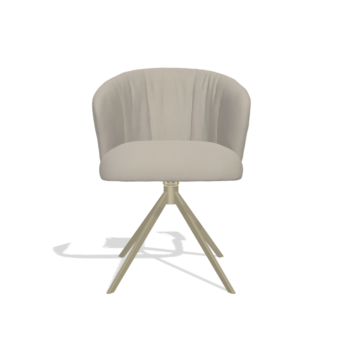 Chaise de salle à manger Lecce 6703 en Cuir B514 (gris clair), pied pivotant en champagne, vue de face