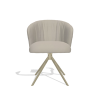 Chaise de salle à manger Lecce 6703 en Cuir B514 (gris clair), pied pivotant en champagne, vue de face