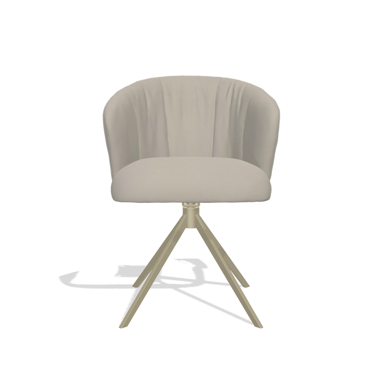 Chaise de salle à manger Lecce 6703 en Cuir B514 (gris clair), pied pivotant en champagne, vue de face