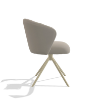 Chaise de salle à manger Lecce 6703 en Cuir B514 (gris clair), pied pivotant en champagne, vue de profil