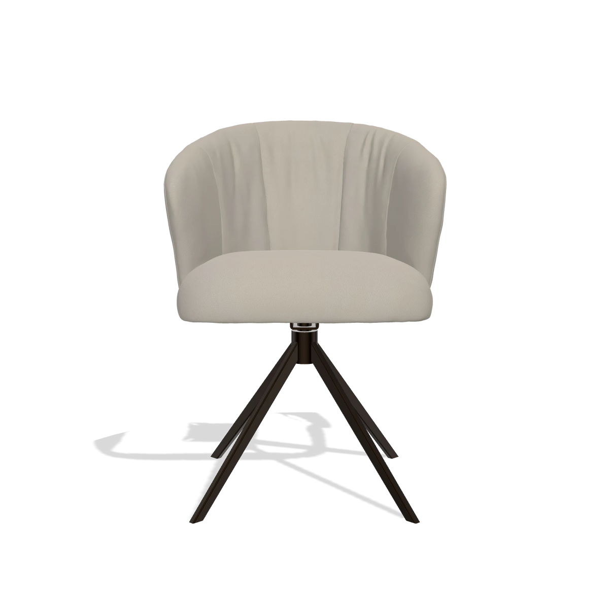Chaise de salle à manger Lecce 6703 en Cuir B514 (gris clair), pied pivotant en espresso, vue de face