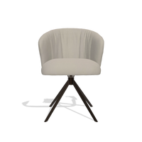 Chaise de salle à manger Lecce 6703 en Cuir B514 (gris clair), pied pivotant en espresso, vue de face