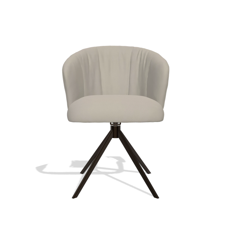 Chaise de salle à manger Lecce 6703 en Cuir B514 (gris clair), pied pivotant en espresso, vue de face