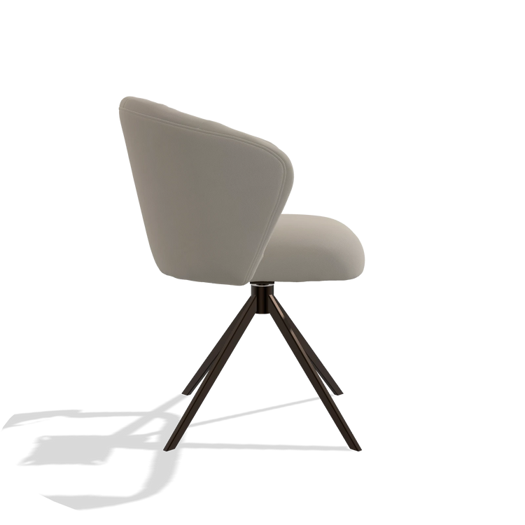 Chaise de salle à manger Lecce 6703 en Cuir B514 (gris clair), pied pivotant en espresso, vue de profil