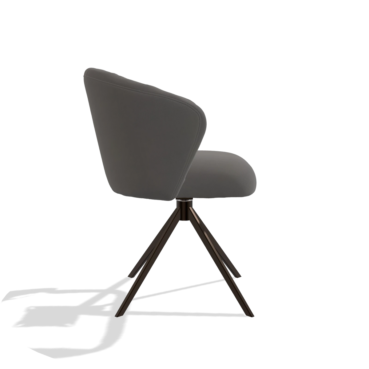 Eetkamerstoel Lecce 6703 in Leder B584 (donkergrijs), draaivoet in espresso, zijaanzicht