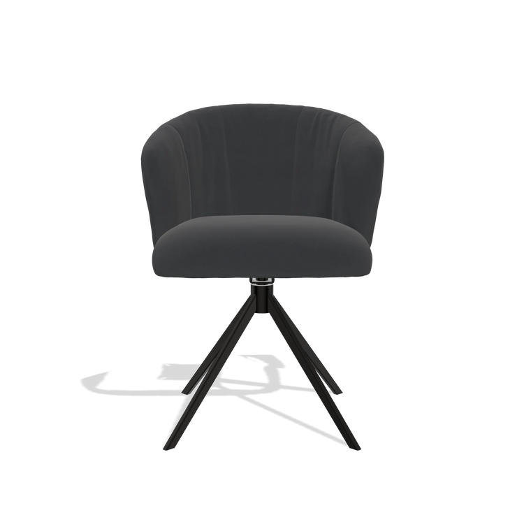 Eetkamerstoel Lecce 6703 in Leder B900 (zwart), draaivoet in zwart, vooraanzicht