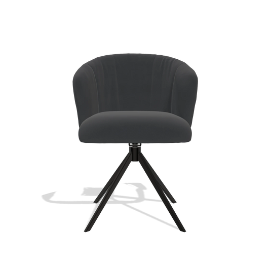 Chaise de salle à manger Lecce 6703 en Cuir B900 (noir), pied pivotant en noir, vue de face