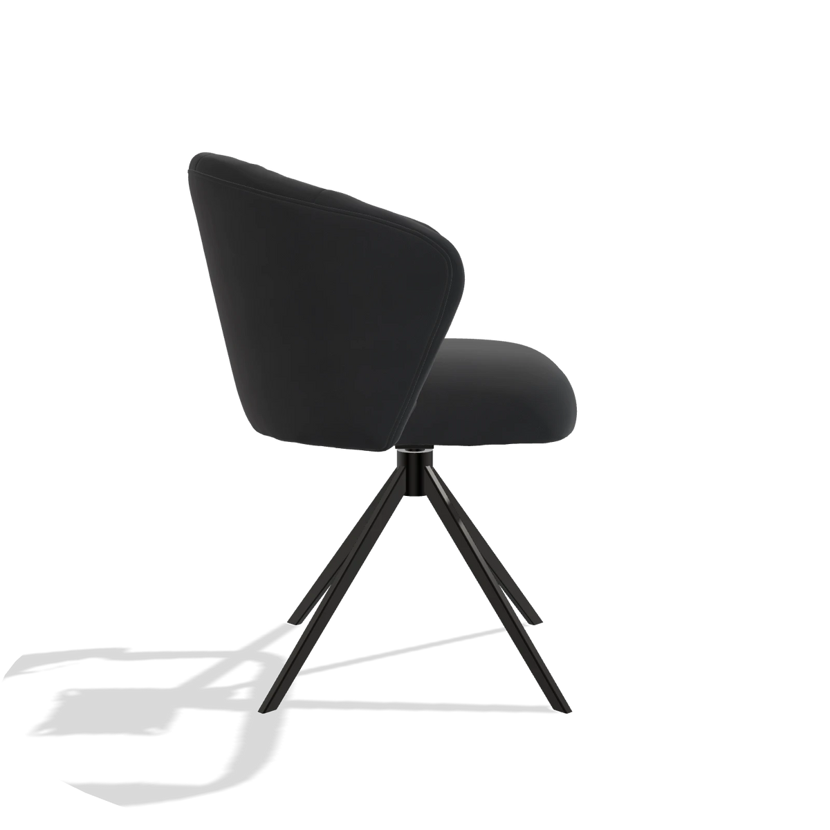 Eetkamerstoel Lecce 6703 in Leder B900 (zwart), draaivoet in zwart, zijaanzicht