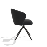 Eetkamerstoel Lecce 6703 in Leder B900 (zwart), draaivoet in zwart, zijaanzicht