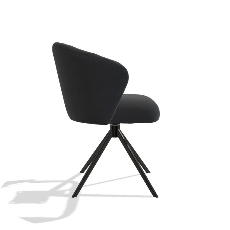 Eetkamerstoel Lecce 6703 in Leder B900 (zwart), draaivoet in zwart, zijaanzicht