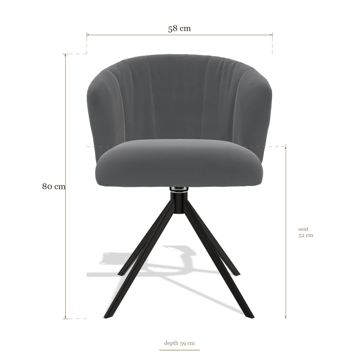 Eetkamerstoel Lecce 6703, afmetingen 58 x 59 x 80 cm