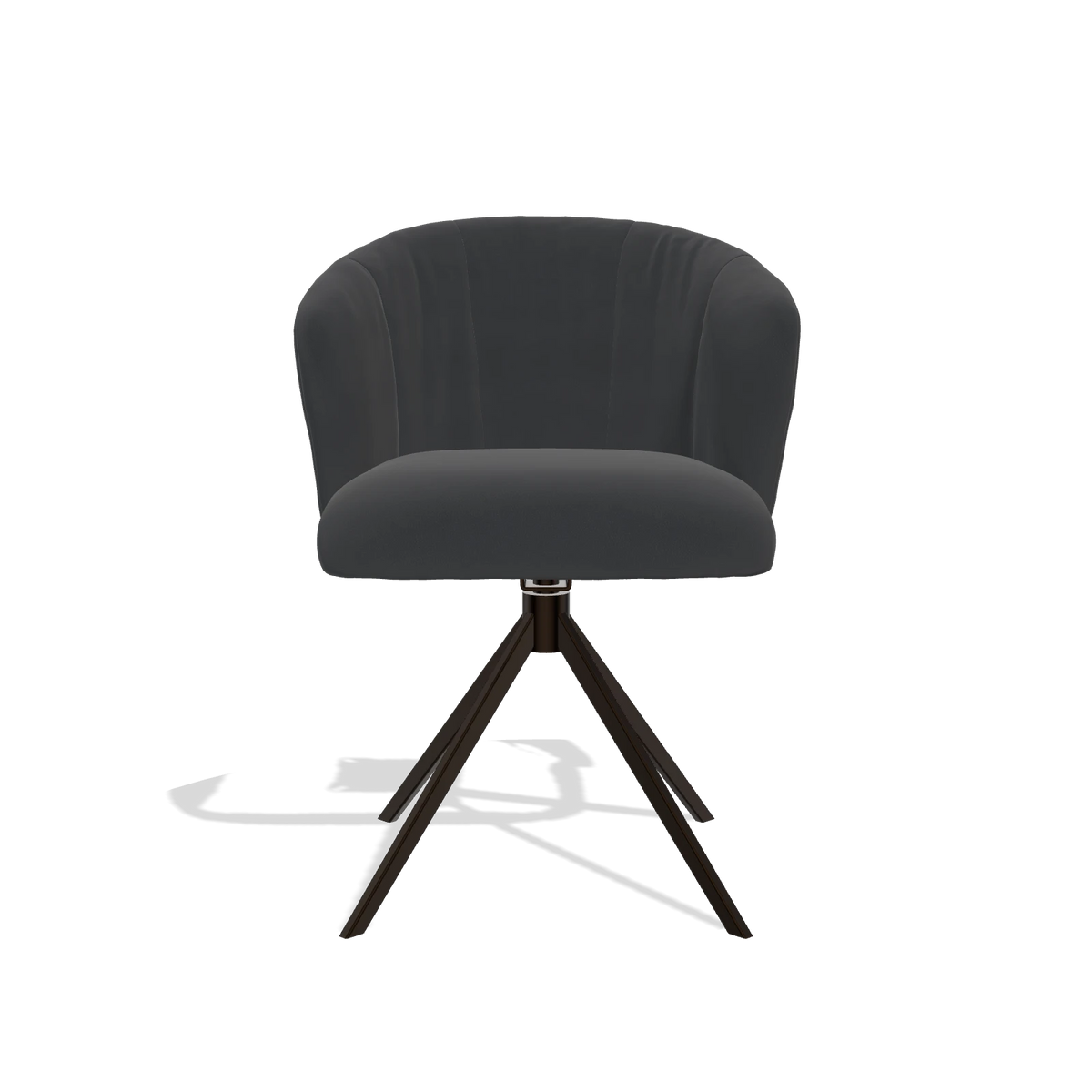 Eetkamerstoel Lecce 6703 in Leder B900 (zwart), draaivoet in espresso, vooraanzicht