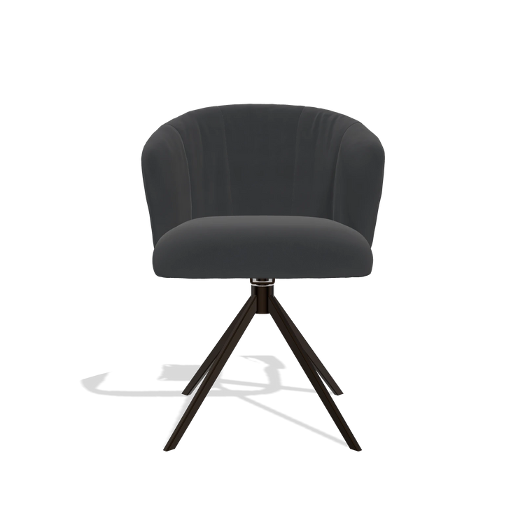 Eetkamerstoel Lecce 6703 in Leder B900 (zwart), draaivoet in espresso, vooraanzicht