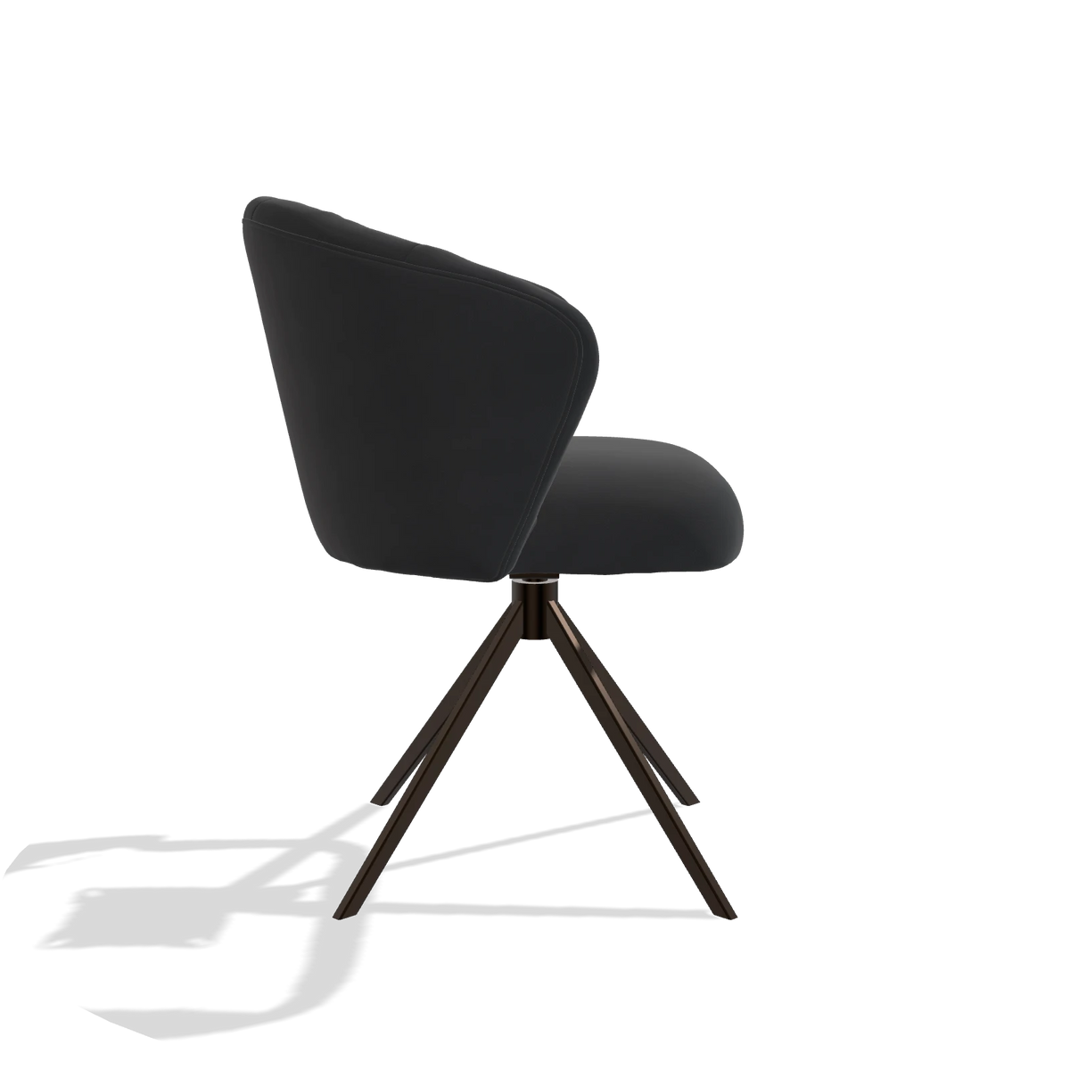 Eetkamerstoel Lecce 6703 in Leder B900 (zwart), draaivoet in espresso, zijaanzicht