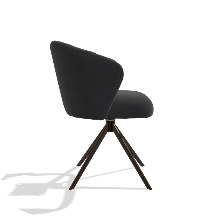Eetkamerstoel Lecce 6703 in Leder B900 (zwart), draaivoet in espresso, zijaanzicht