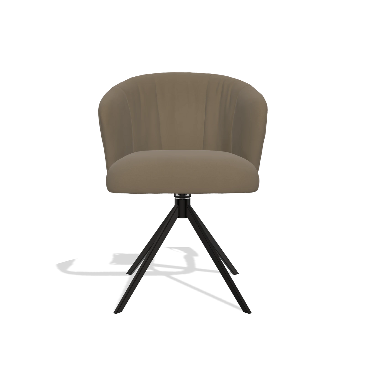 Chaise de salle à manger Lecce 6703 en Cuir B901 (olive), pied pivotant en noir, vue de face