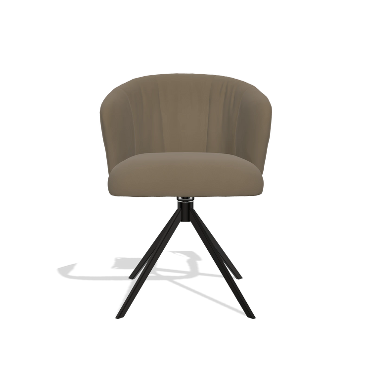Chaise de salle à manger Lecce 6703 en Cuir B901 (olive), pied pivotant en noir, vue de face