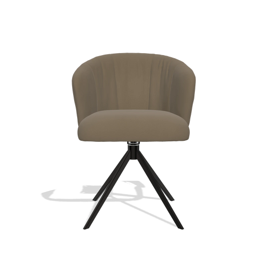 Chaise de salle à manger Lecce 6703 en Cuir B901 (olive), pied pivotant en noir, vue de face