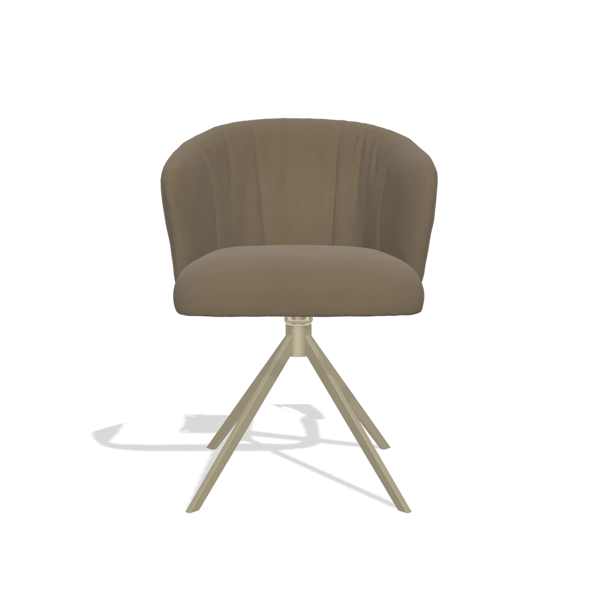 Chaise de salle à manger Lecce 6703 en Cuir B901 (olive), pied pivotant en champagne, vue de face