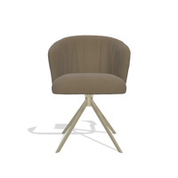 Chaise de salle à manger Lecce 6703 en Cuir B901 (olive), pied pivotant en champagne, vue de face