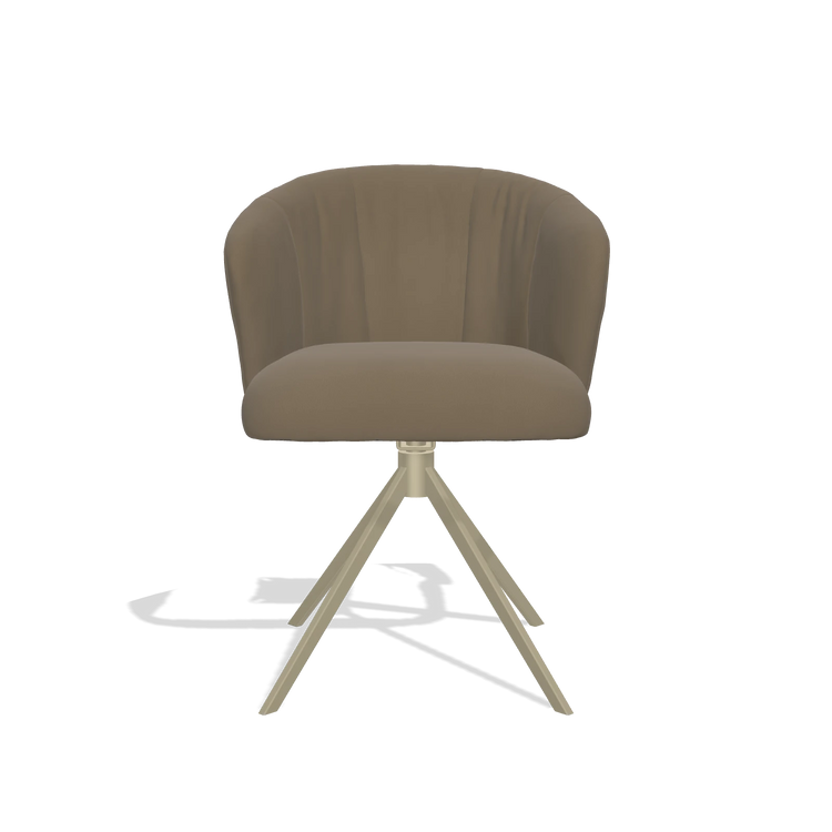 Chaise de salle à manger Lecce 6703 en Cuir B901 (olive), pied pivotant en champagne, vue de face