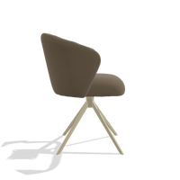 Chaise de salle à manger Lecce 6703 en Cuir B901 (olive), pied pivotant en champagne, vue de profil