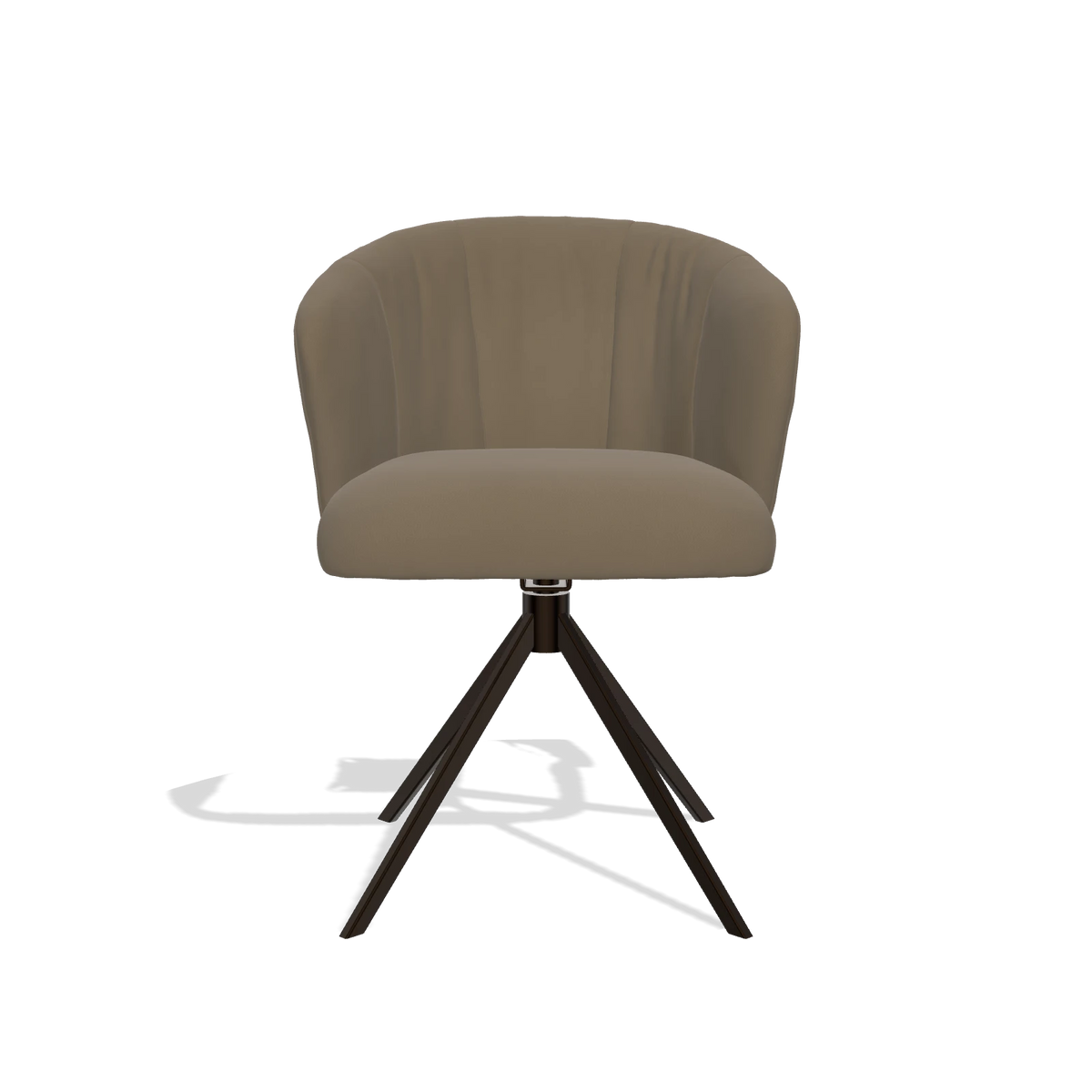 Chaise de salle à manger Lecce 6703 en Cuir B901 (olive), pied pivotant en espresso, vue de face