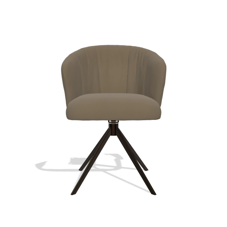 Chaise de salle à manger Lecce 6703 en Cuir B901 (olive), pied pivotant en espresso, vue de face