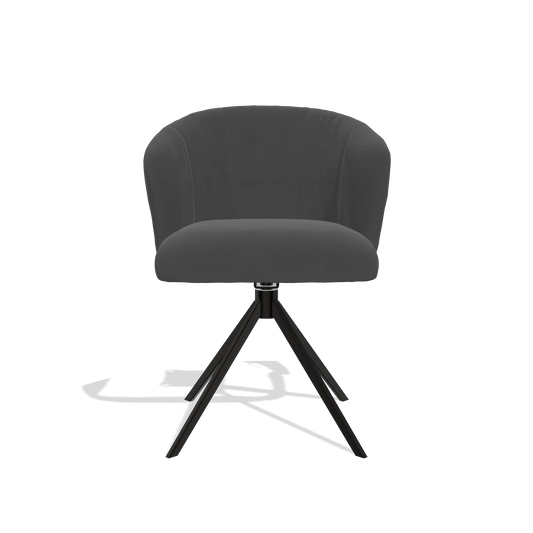 Chaise de salle à manger Lecce 6703 en Cuir B905 (anthracite), pied pivotant en noir, vue de face