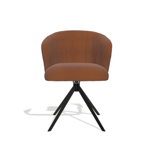 Chaise de salle à manger Lecce 6703 en Cuir B912 (rouille), pied pivotant en noir, vue de face