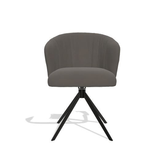 Chaise de salle à manger Lecce 6703 en Cuir B918 (gris foncé), pied pivotant en noir, vue de face