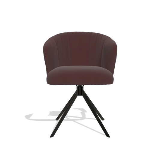Chaise de salle à manger Lecce 6703 en Cuir B938 (chocolat), pied pivotant en noir, vue de face