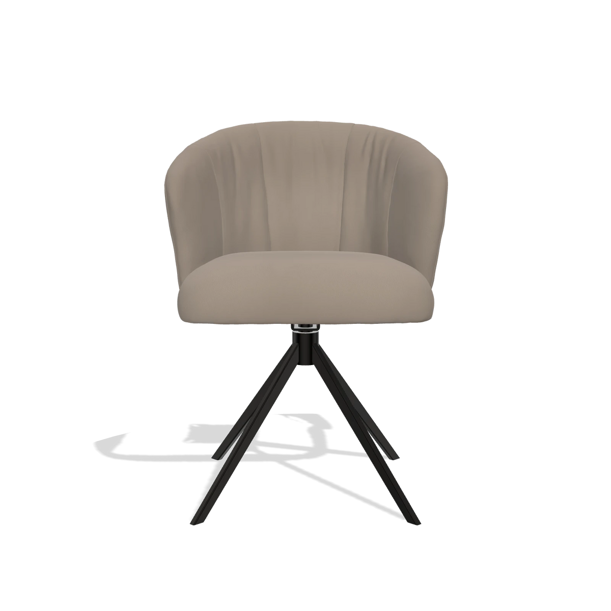Silla de comedor Lecce 6703 en Piel B942 (greige), base giratoria en negro, vista frontal