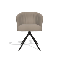 Silla de comedor Lecce 6703 en Piel B942 (greige), base giratoria en negro, vista frontal