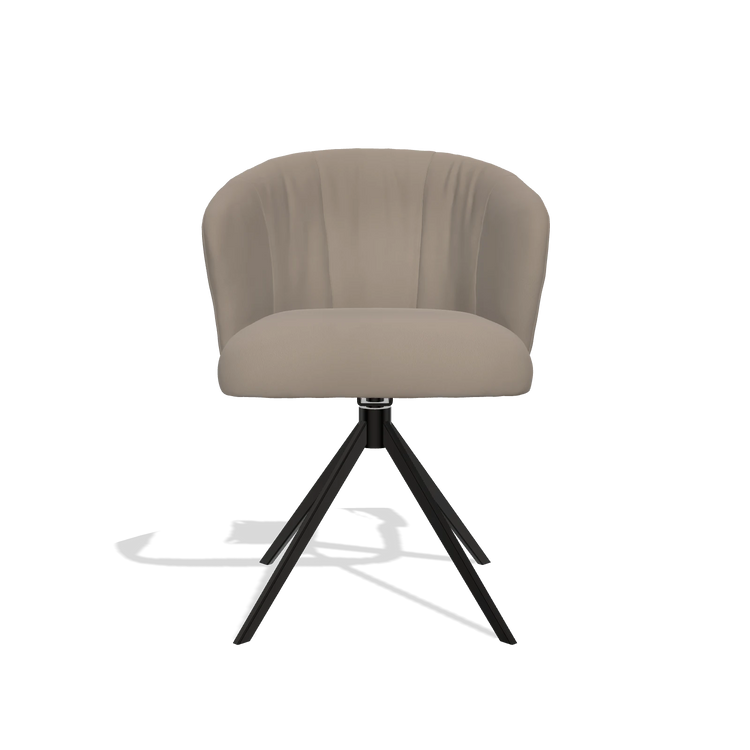 Silla de comedor Lecce 6703 en Piel B942 (greige), base giratoria en negro, vista frontal