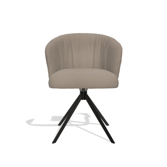Chaise de salle à manger Lecce 6703 en Cuir B942 (grège), pied pivotant en noir, vue de face