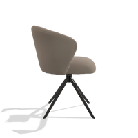 Silla de comedor Lecce 6703 en Piel B942 (greige), base giratoria en negro, vista lateral