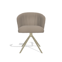 Silla de comedor Lecce 6703 en Piel B942 (greige), base giratoria en champán, vista frontal