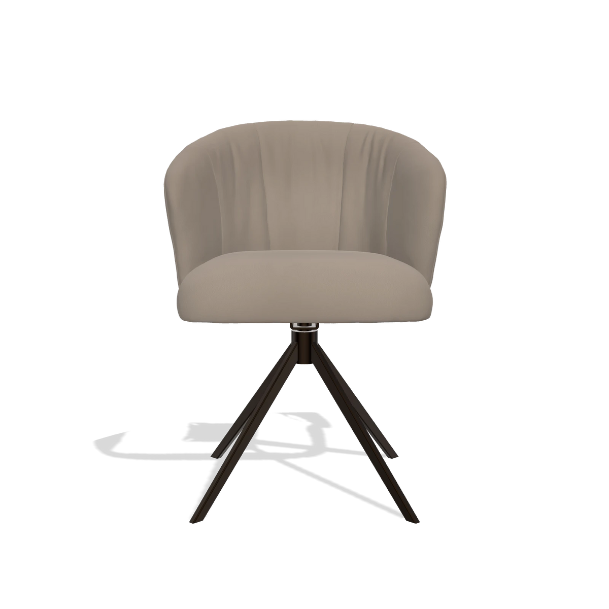 Silla de comedor Lecce 6703 en Piel B942 (greige), base giratoria en espresso, vista frontal