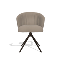 Silla de comedor Lecce 6703 en Piel B942 (greige), base giratoria en espresso, vista frontal