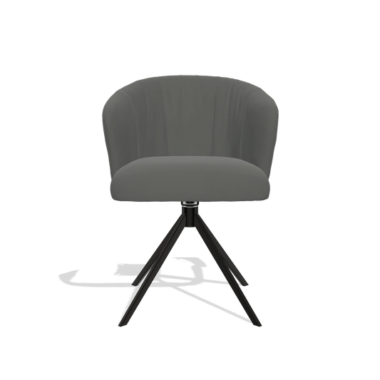 Chaise de salle à manger Lecce 6703 en Cuir B945 (gris foncé), pied pivotant en noir, vue de face