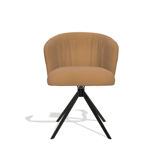 Chaise de salle à manger Lecce 6703 en Cuir B947 (caramel), pied pivotant en noir, vue de face