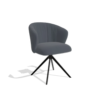 Sedia da pranzo Lecce 6703 in Pelle B961 (grigio scuro), base girevole in nero, vista angolata